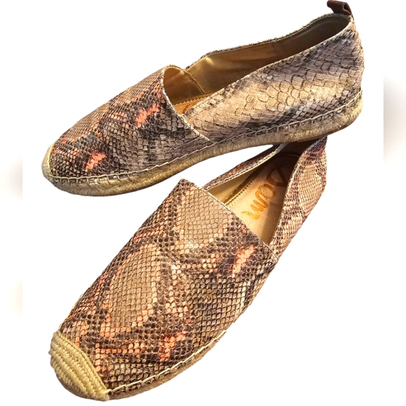 Sam Edelman Khloe | 🍑 Peach Nude | Snake Print | Slip-On Espadrille | Size: 12M - Picture 1 of 16